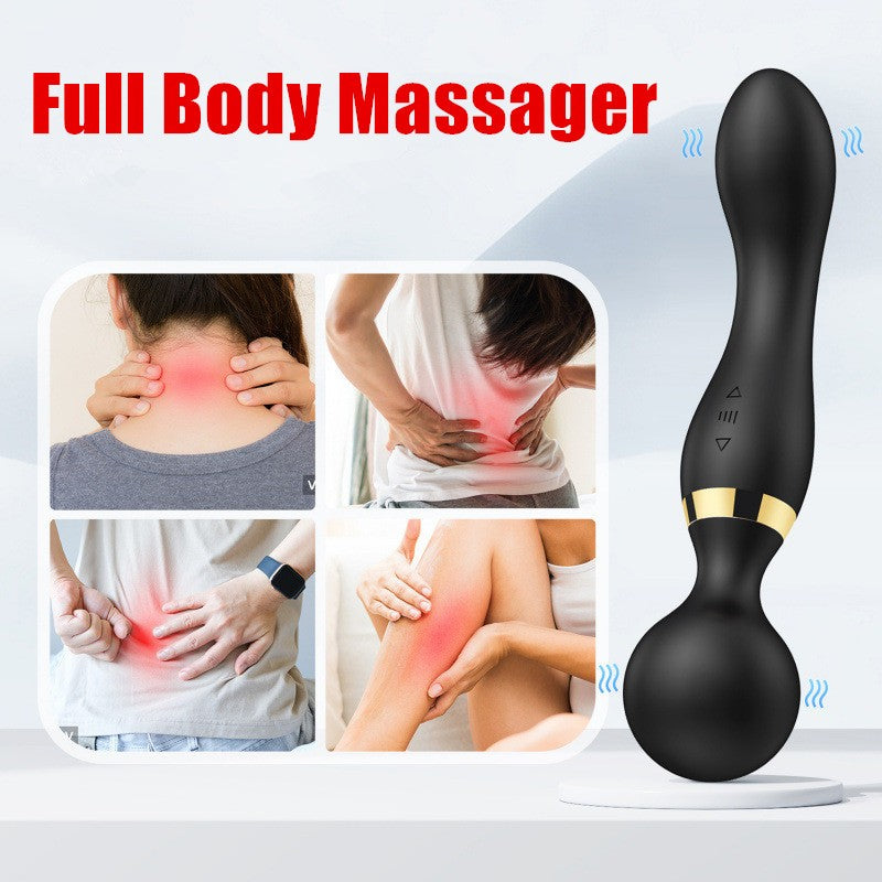 USB Rechargeable Massager Wand Vibrating Magic Massage Full Body Therapy Double Head