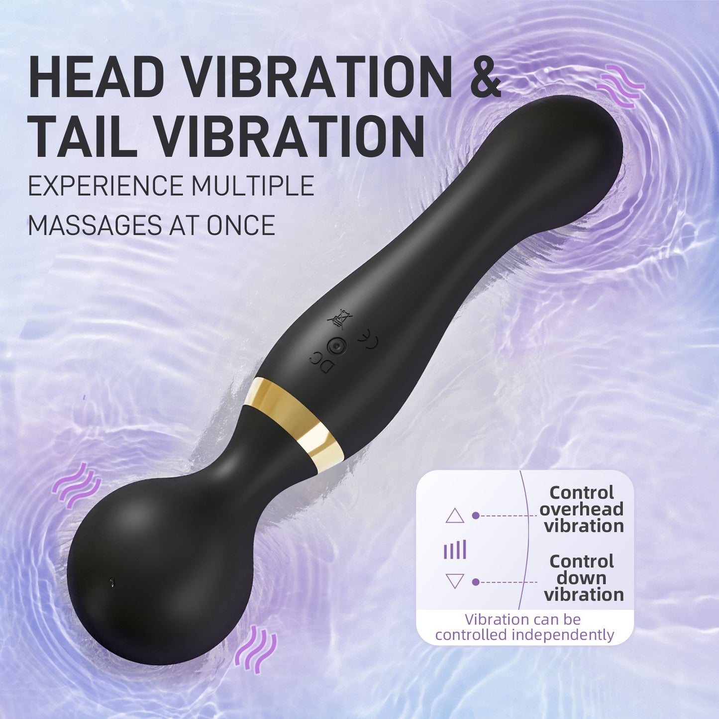 USB Rechargeable Massager Wand Vibrating Magic Massage Full Body Therapy Double Head